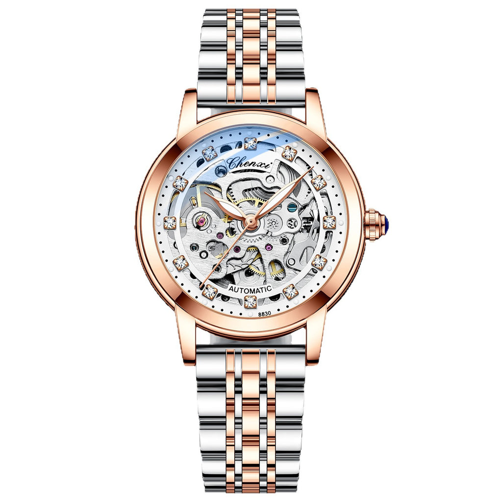 Fashion Diamond Waterproof Automatic Hollow Mechanical Watch