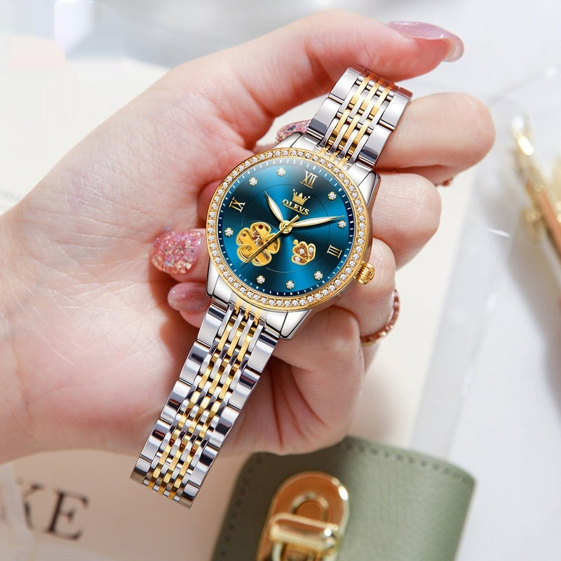 Hollow Mechanical Watch Women's Steel Belt Waterproof